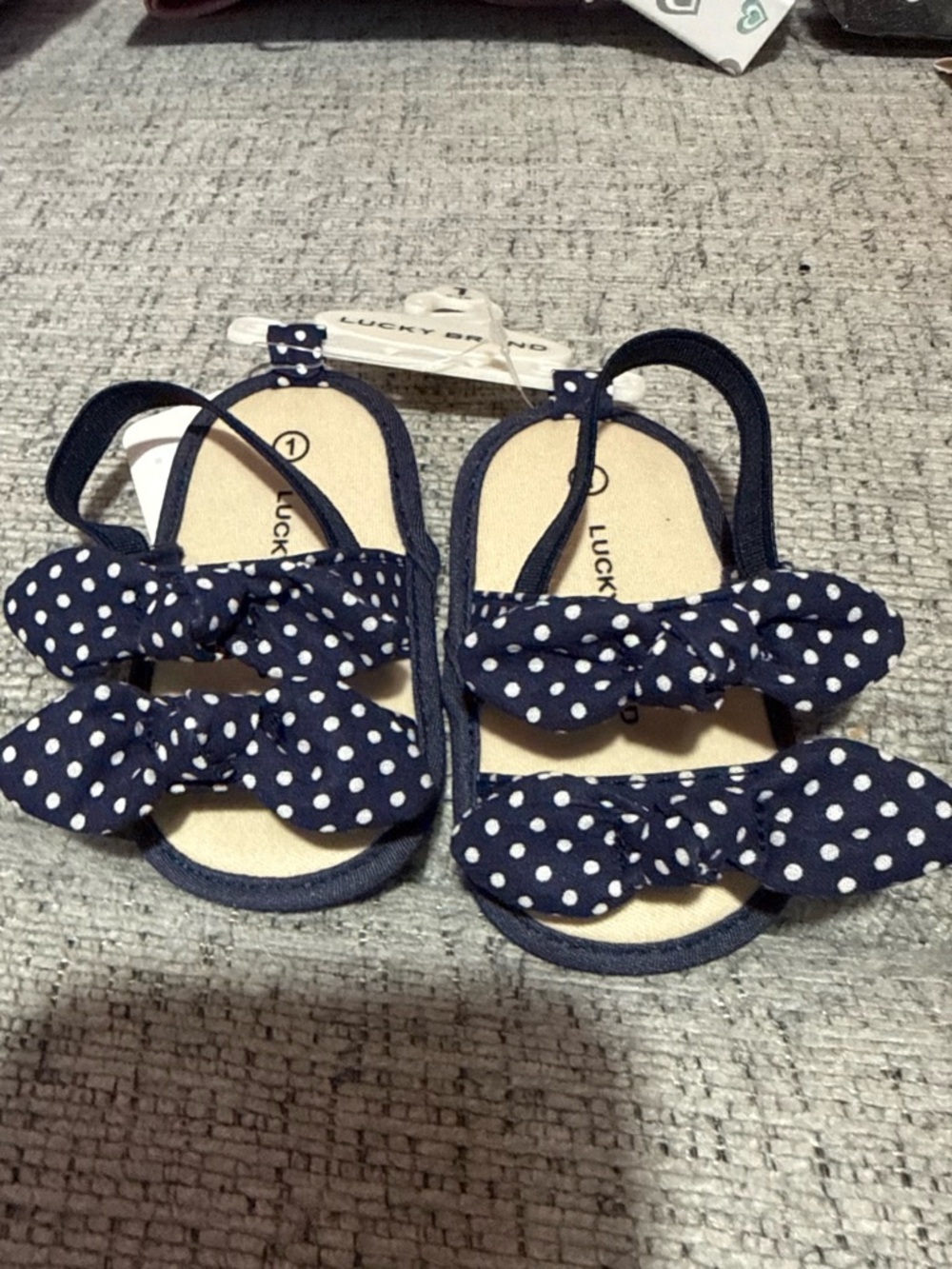 Lucky Brand Navy and White Polka Dot Baby Sandals